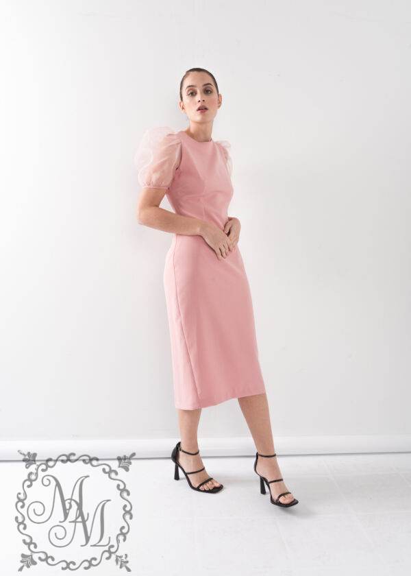 vestido manga organza-rosa-xl