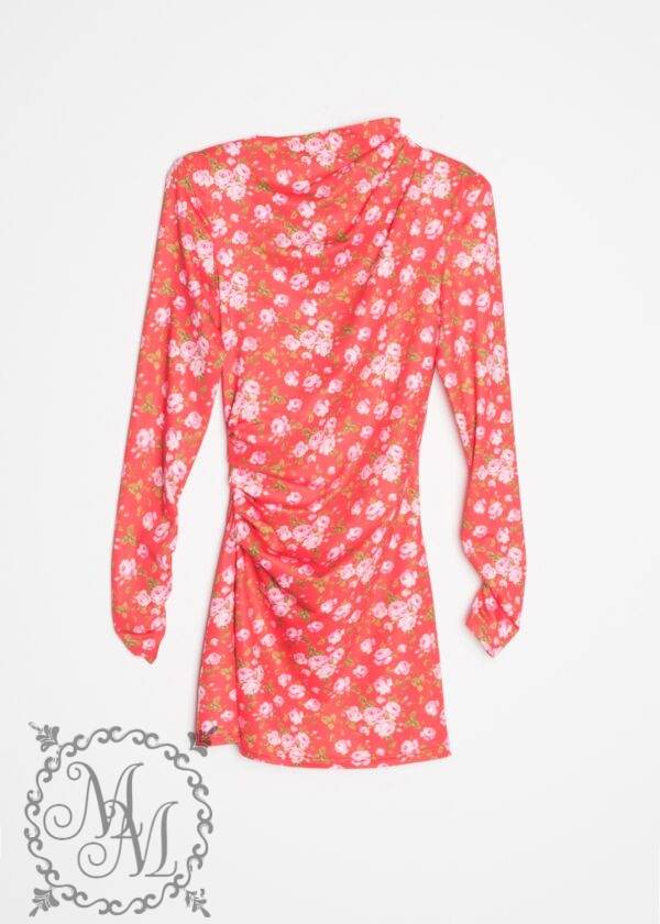 vestido estampado flores rosas-coral-l