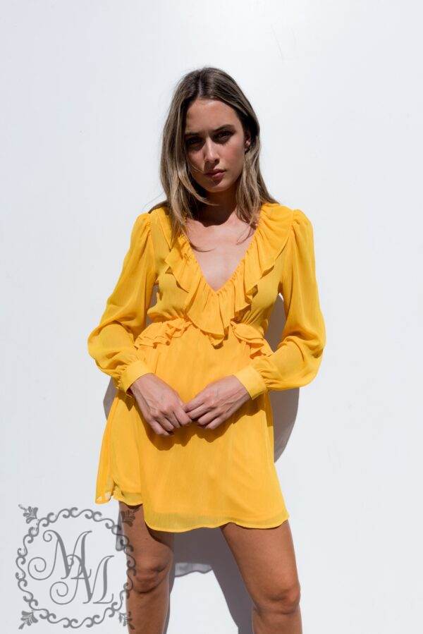 vestido volantes-amarillo-xs